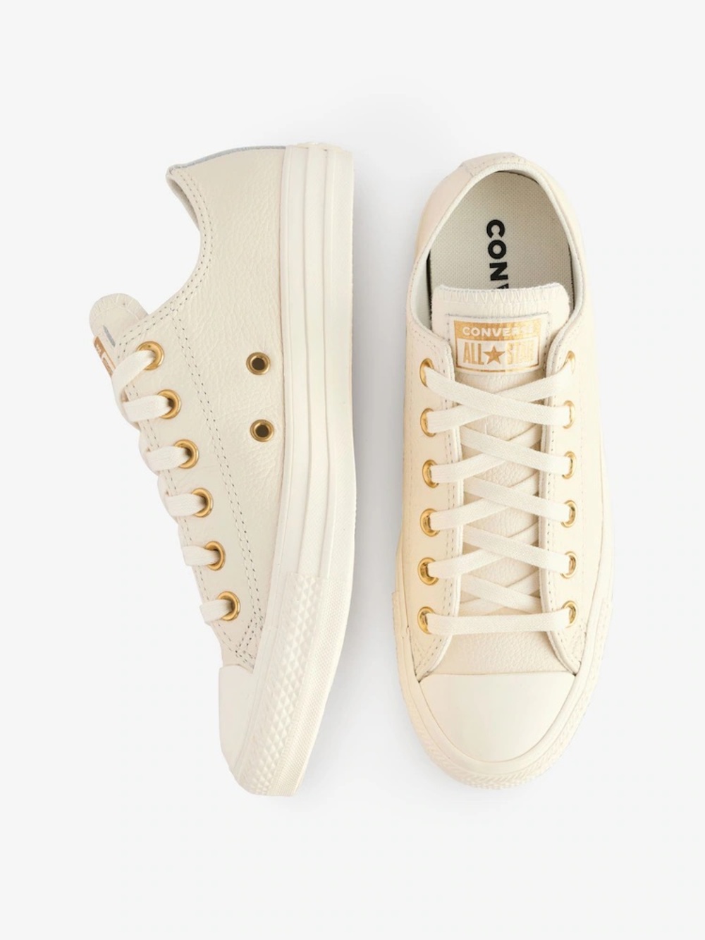 Women’s Converse Chuck Taylor White Gold Mono Leather Low Trainers Sneakers